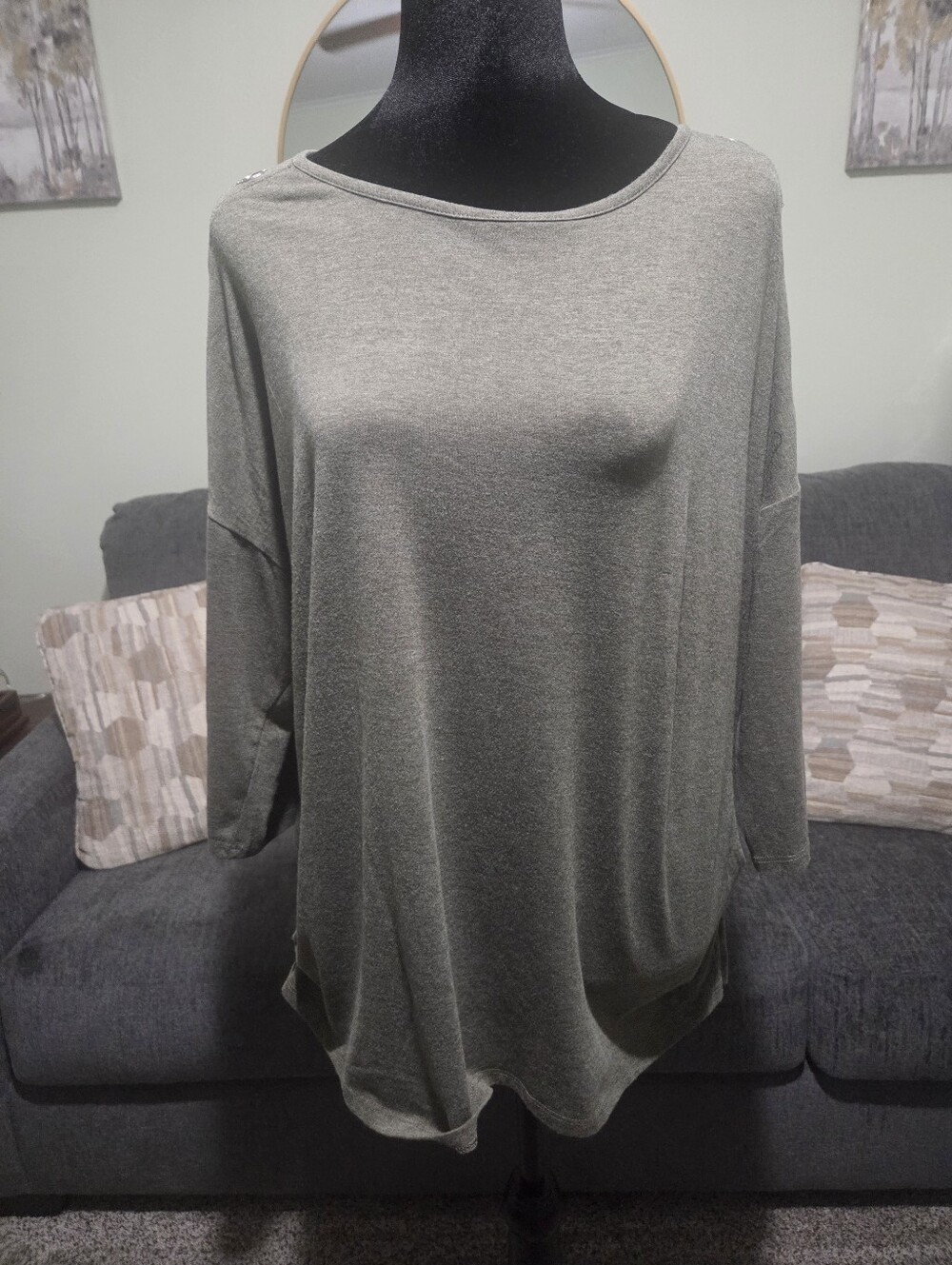 Madison Olive Green Boatneck Long Sleeve Top